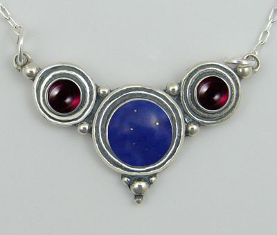 Sterling Silver Gemstone Necklace With Lapis Lazuli